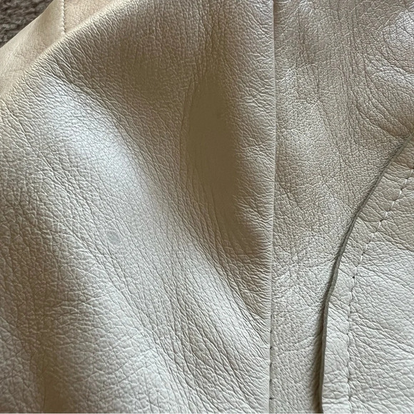 Virginia Bizzi Cream Genuine Leather Motorcycle Jacket 26222 - Picture 8 of 10